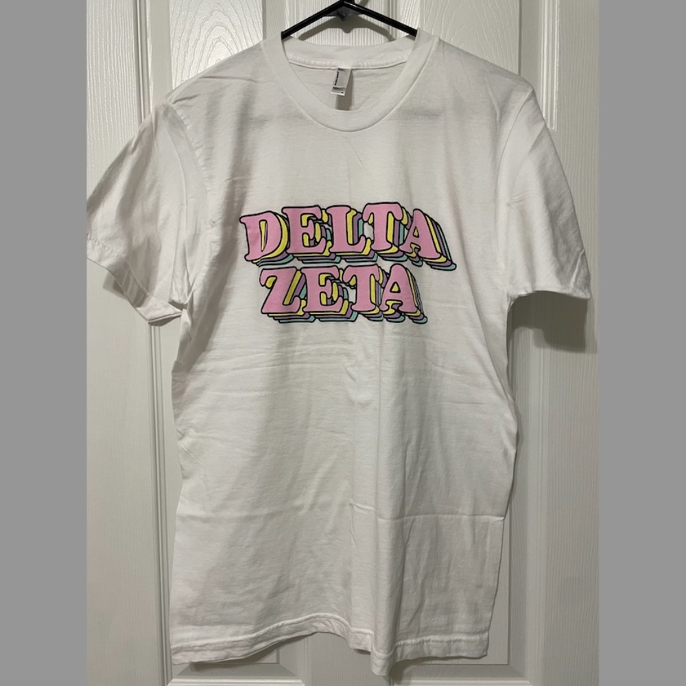 Delta Zeta American Apparel T-Shirt (Multicolor & White, Size Medium)